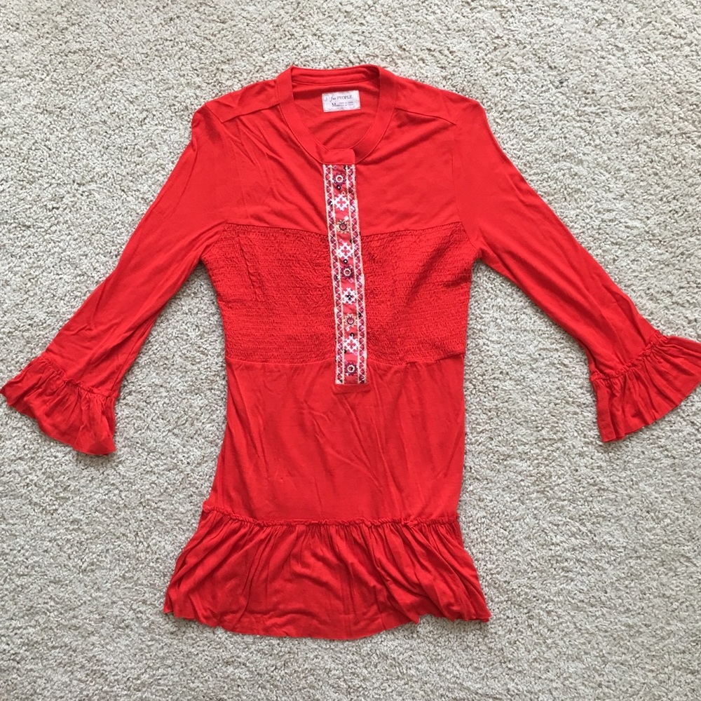 Free People Embroidered Long-Sleeve Tunic